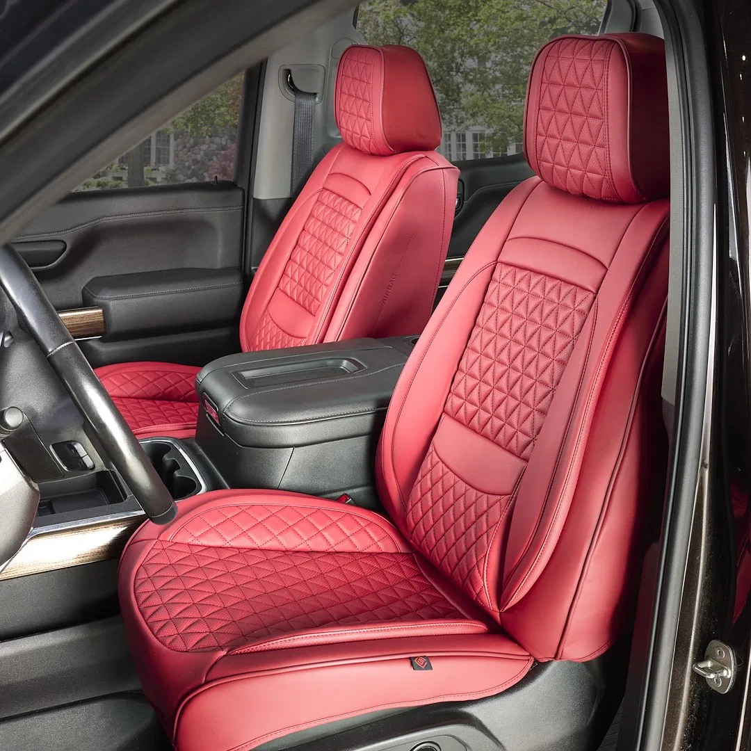 FFFWR – SEAT CVR SOL Seat Cover, Bucket With Adjustable Headrests Diamond Perforation Design Leather With Memory Foam...